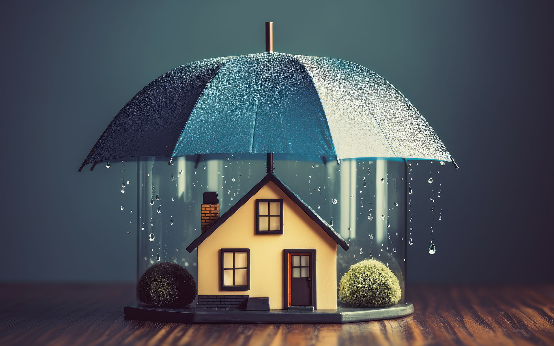 Lentz Gann Insurance Agency - Digital Illustration of an Umbrella Over a House